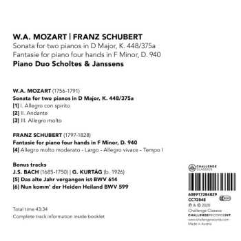 CD Wolfgang Amadeus Mozart: Sonata For Two Pianos In D Major, K.448/375a; Fantasie For Piano Four Hands In F Minor, D.940 610796