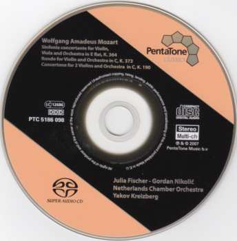 SACD Wolfgang Amadeus Mozart: Sinfonia Concertante For Violin, Viola And Orchestra In E Flat, K. 364 - Rondo For Violin And Orchestra In C, K. 373 - Concertone For 2 Violins And Orchestra In C, K. 190 659396
