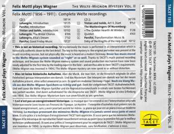 2CD Richard Wagner: The Welte-Mignon Mystery Vol. II - Felix Mottl Today Playing His 1907 Interpretations - Selected Works By Wagner 647129