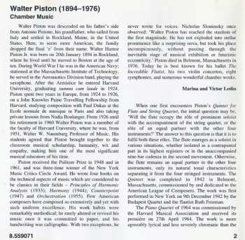 CD Walter Piston: Chamber Music (1999 Australian Festival Of Chamber Music) 617672