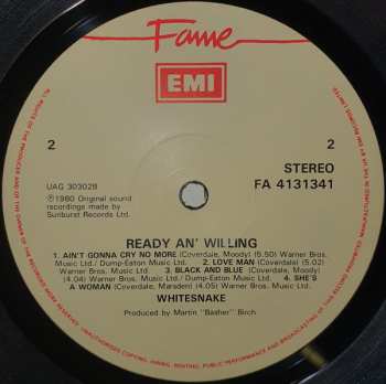 LP Whitesnake: Ready An' Willing 629451