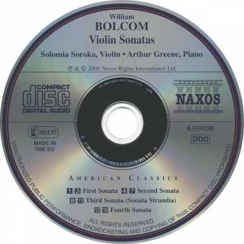 CD William Bolcom: Violin Sonatas 323065