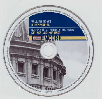 CD William Boyce: 8 Symphonies 252802