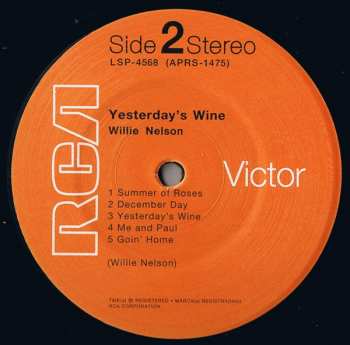 LP Willie Nelson: Yesterday's Wine LTD 583160