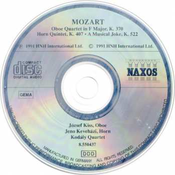 CD Wolfgang Amadeus Mozart: Chamber Music (Oboe Quartet In F Major, K. 370 • Horn Quintet, K. 407 • A Musical Joke, K. 522) 274895