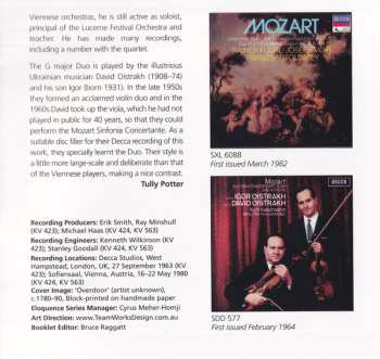 CD Wolfgang Amadeus Mozart: Duos For Violin & Viola • Divertimento In E Flat, KV 563 550178