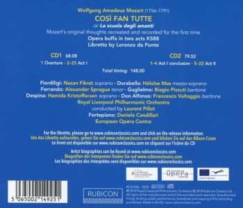 2CD Wolfgang Amadeus Mozart: Così Fan Tutte : Mozart’s Original Thoughts Recreated And Recorded For The First Time. 613366