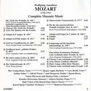 CD Wolfgang Amadeus Mozart: Masonic Music (Complete) 241123