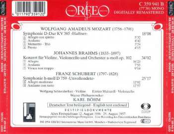 CD Johannes Brahms: Symphonie KV 385 / Doppelkonzert / Symphonie H-moll Unvolendete 299772