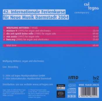 SACD Wolfgang Mitterer: Internationale Ferienkurse Für Neue Musik Darmstadt 2004 657843