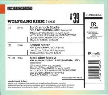 CD Wolfgang Rihm: #39 | Sphäre Nach Studie / Stabat Mater / Male Über Male 2 557053