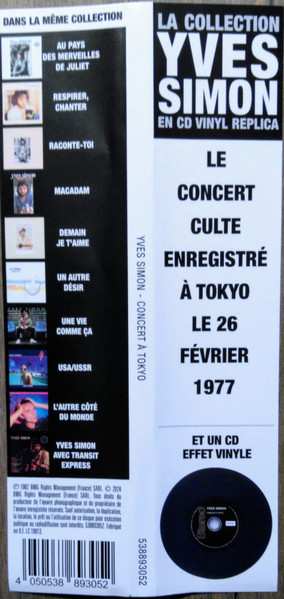 CD Yves Simon: Concert À Tokyo 627375