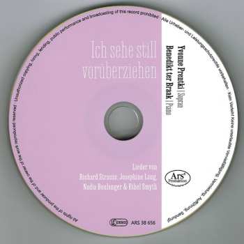 CD Yvonne Prentki: Ich Sehe Still Vorüberziehen – Lieder Von Richard Strauss, Josephine Lang, Nadia Boulanger & Ethel Smyth 620312