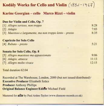 CD Zoltán Kodály: for Cello & Violin - Cello Sonata Op.8, Violin & Cello Duo Op.7  301379